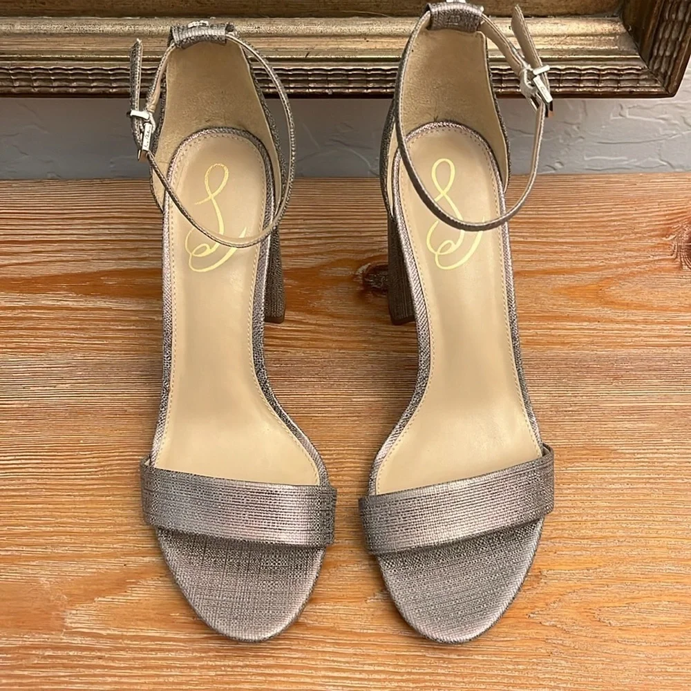 SAM EDELMAN Yaro Metallic Pewter Heels - Size 9